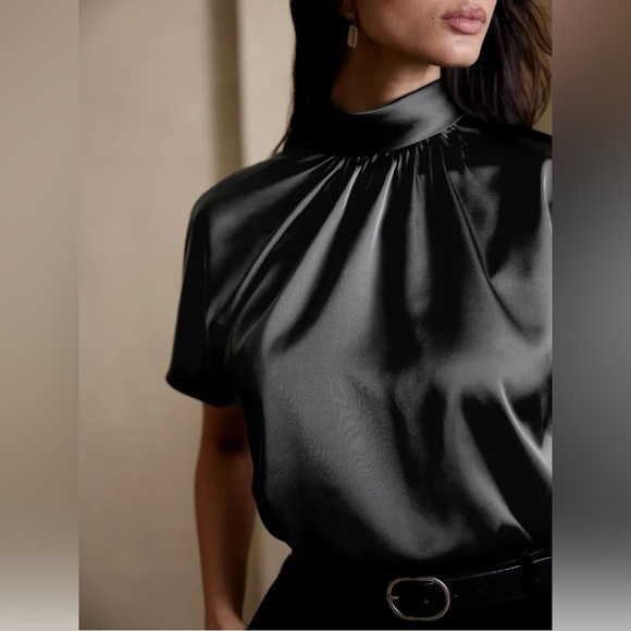 NWT Banana Republic Factory TIE-BACK BLOUSE Color Rose Pink - Picture 2 of 4